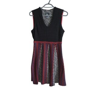 Maeve Carolina Dress - Anthropologie 4 Petite Black White Red Turquoise Metallic